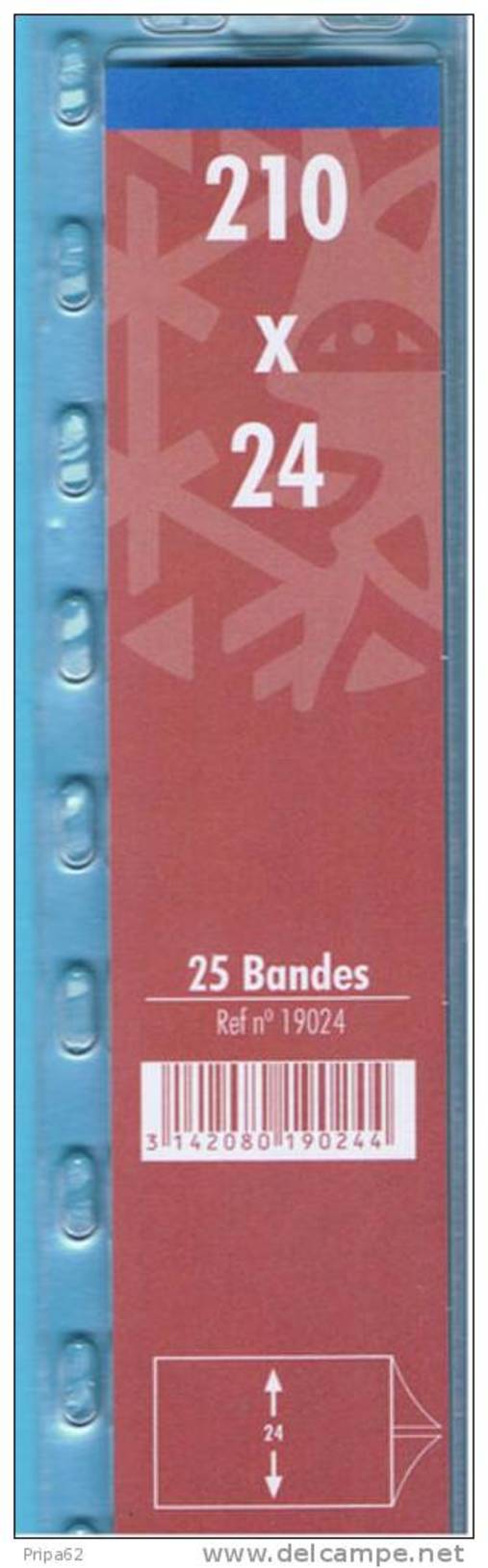 25 Bandes Double Soudure Fond Noir 210x24mm - Enveloppes Transparentes