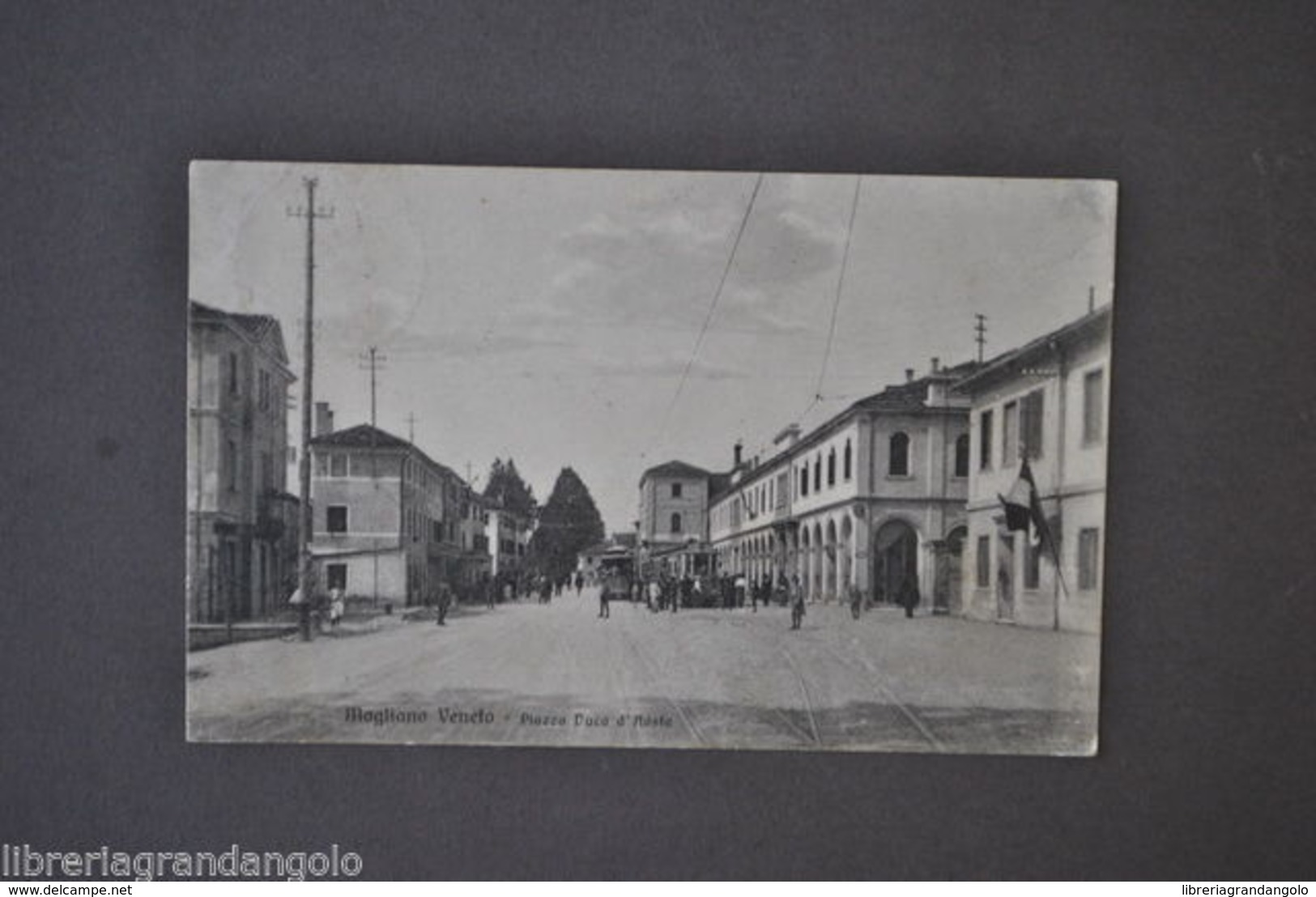 Cartoline Veneto Treviso Mogliano Piazza Duca Aosta Animata Tram 1920 - Treviso