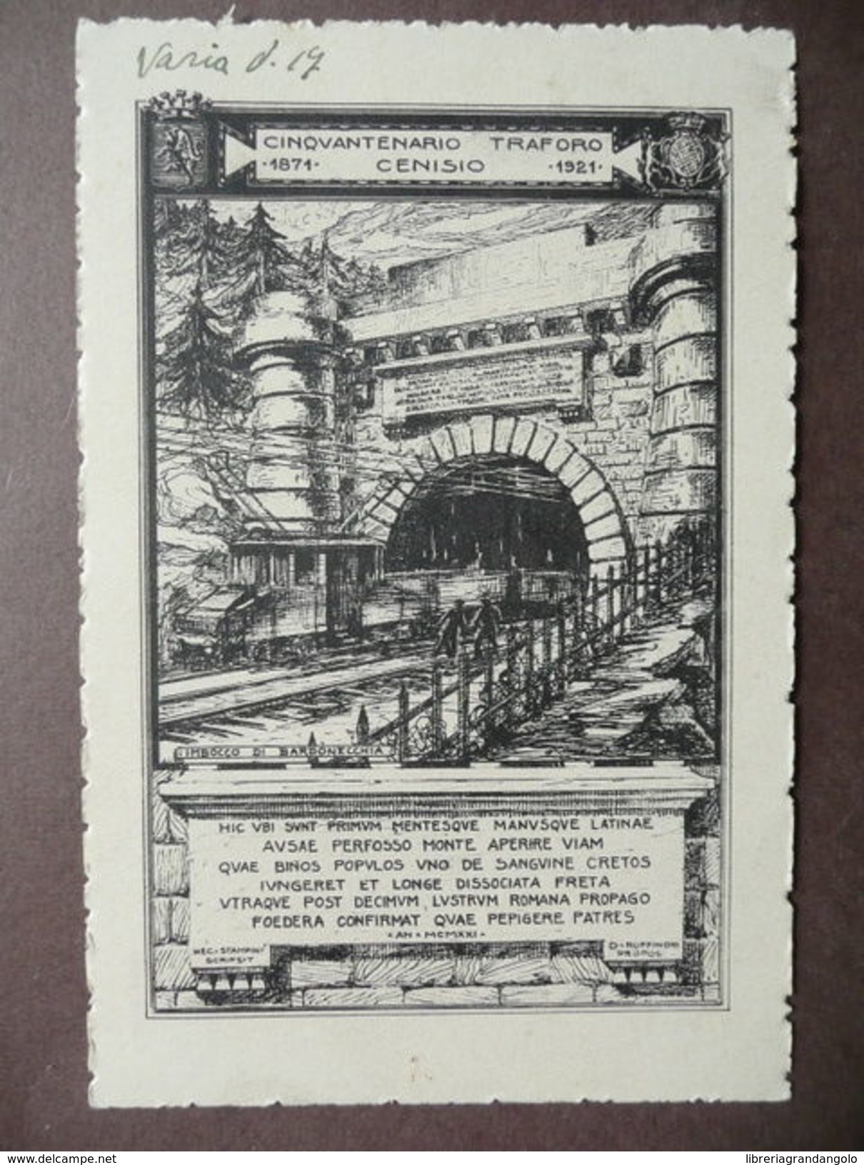 Cartolina Traforo Cenisio Bardonecchia Treno 1871-1921 Stampini Ferrovia Torino - Non Classificati