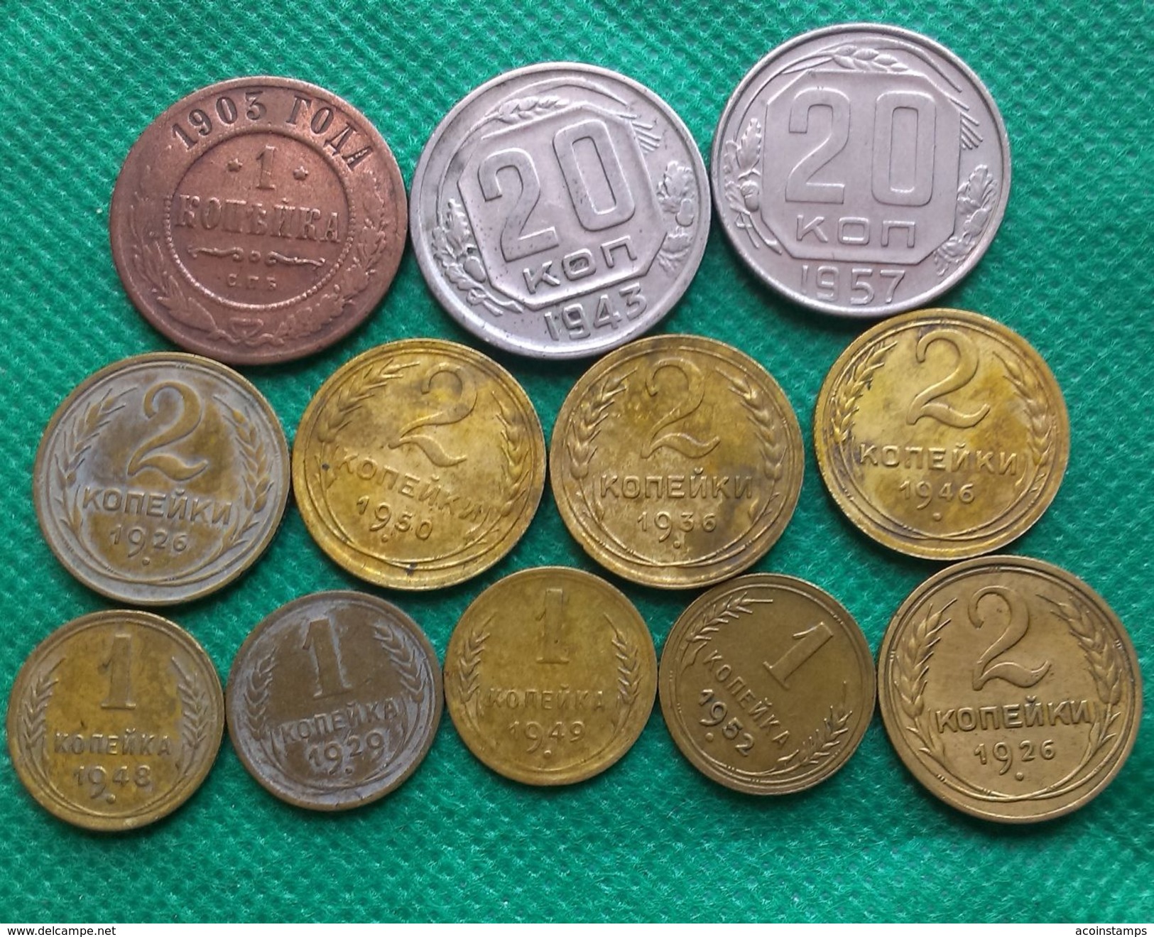 RUSSIA USSR COINS LOT 1903 1926 1929 1936 1943 1946 1948 1949 1950 1952 1957 - Russia