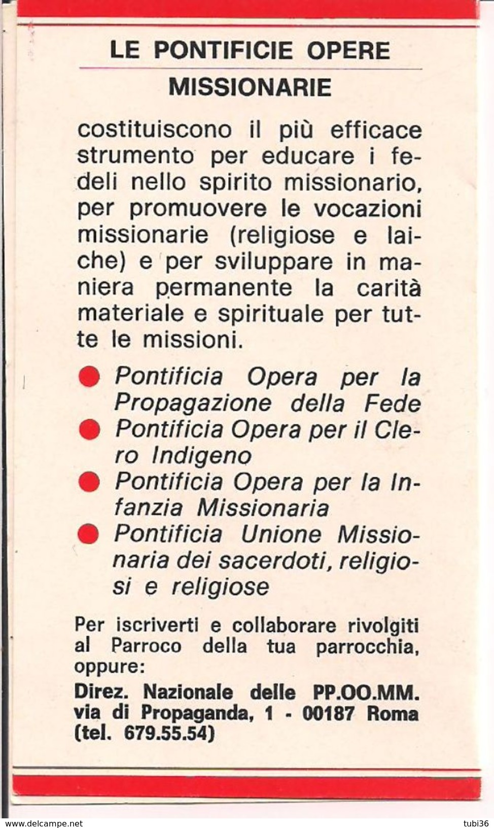 "GIORNATA MISSIONARIA MONDIALE", DOVE ARRIVA IL VANGELO ARRIVA LA CARITA', CALENDARIO 21,50X7,COLORI,1981 - Formato Piccolo : 1981-90