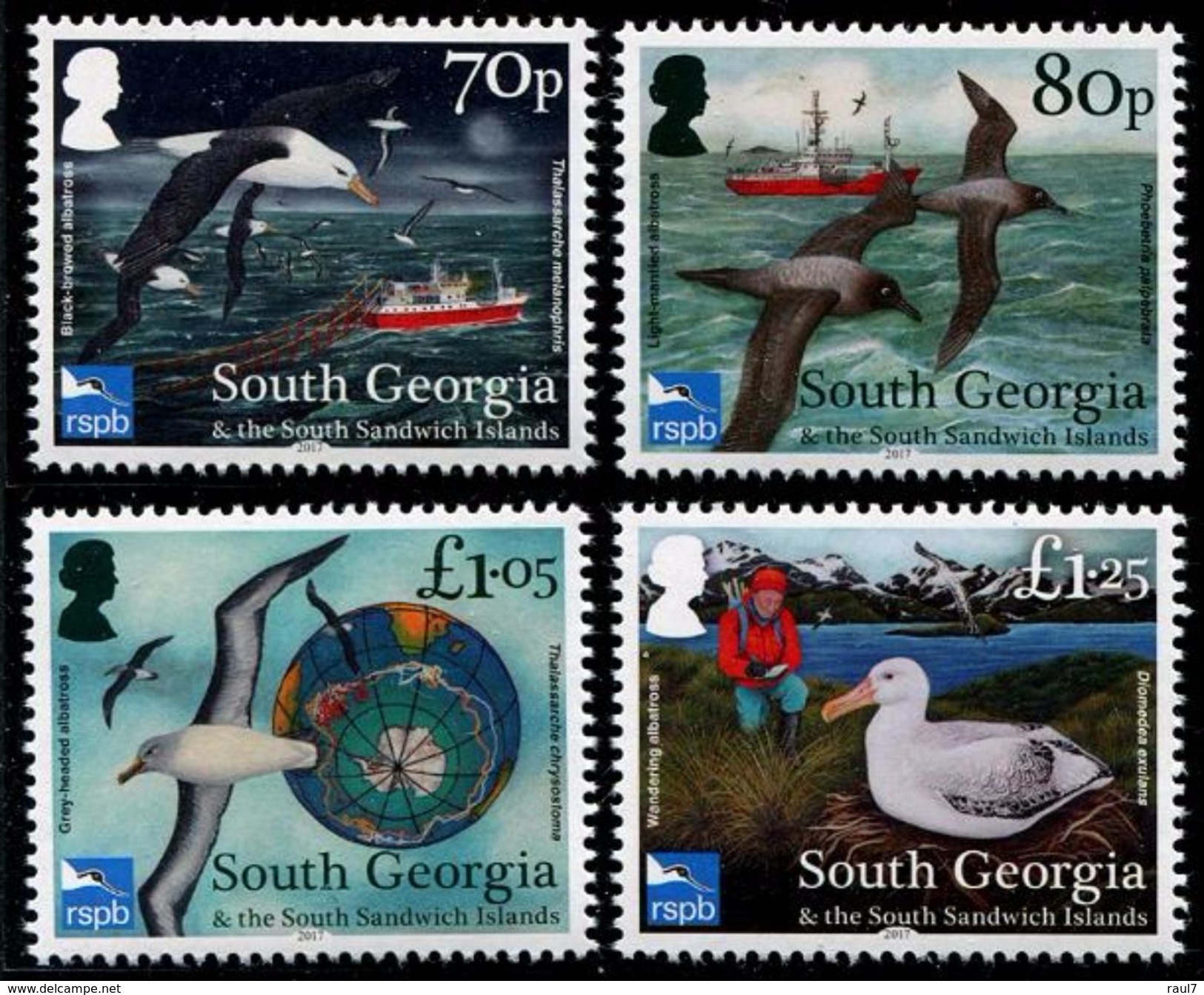 South Georgia 2017 - Faune, Oiseaux Protegés, Albatros - 4 Val Neufs // Mnh - Géorgie Du Sud