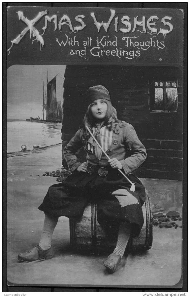 Xmas Wishes, B.B. 'Xmas'Series No 1100 RP Postcard - Other & Unclassified