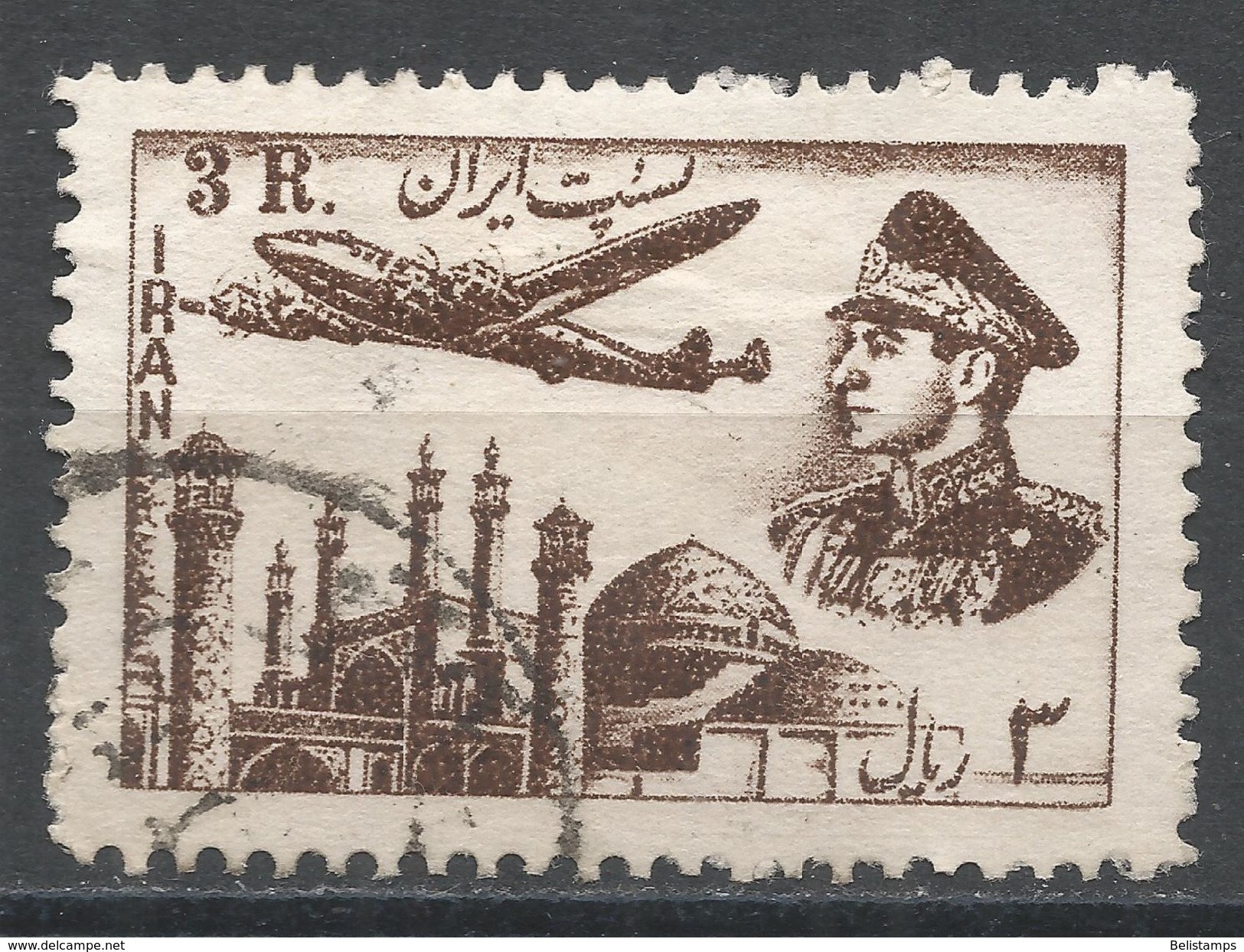 Iran 1953. Scott #C71 (U) Plane Above Mosque - Iran