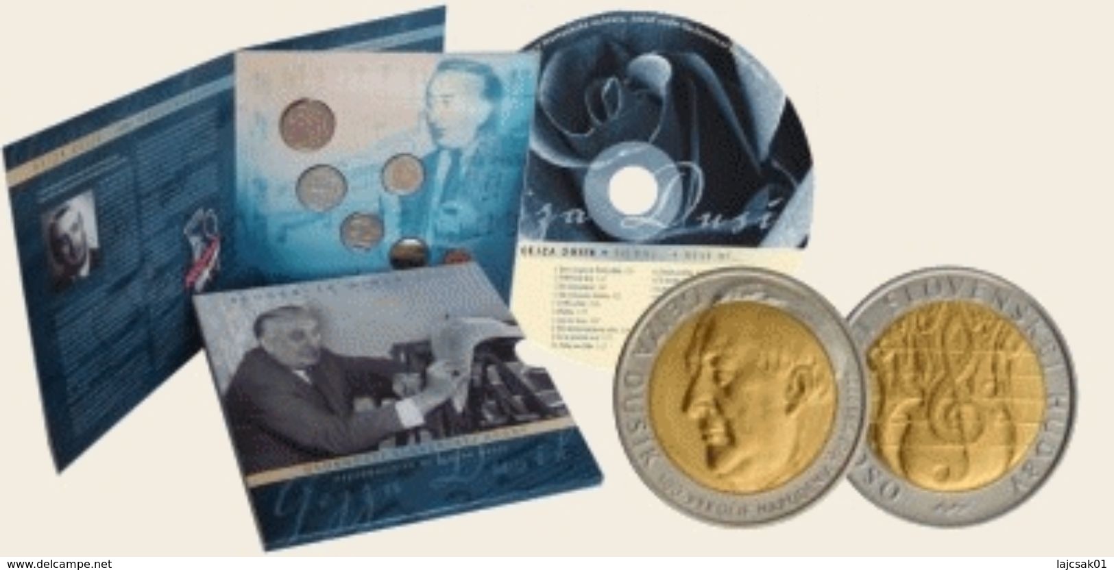 SLOVAKIA 2007. MINT SET COIN SET PERSONALITIES OF SLOVAK MUSIC GEJZA DUSIK WITH TOKEN +CD BEST OF - Slovaquie