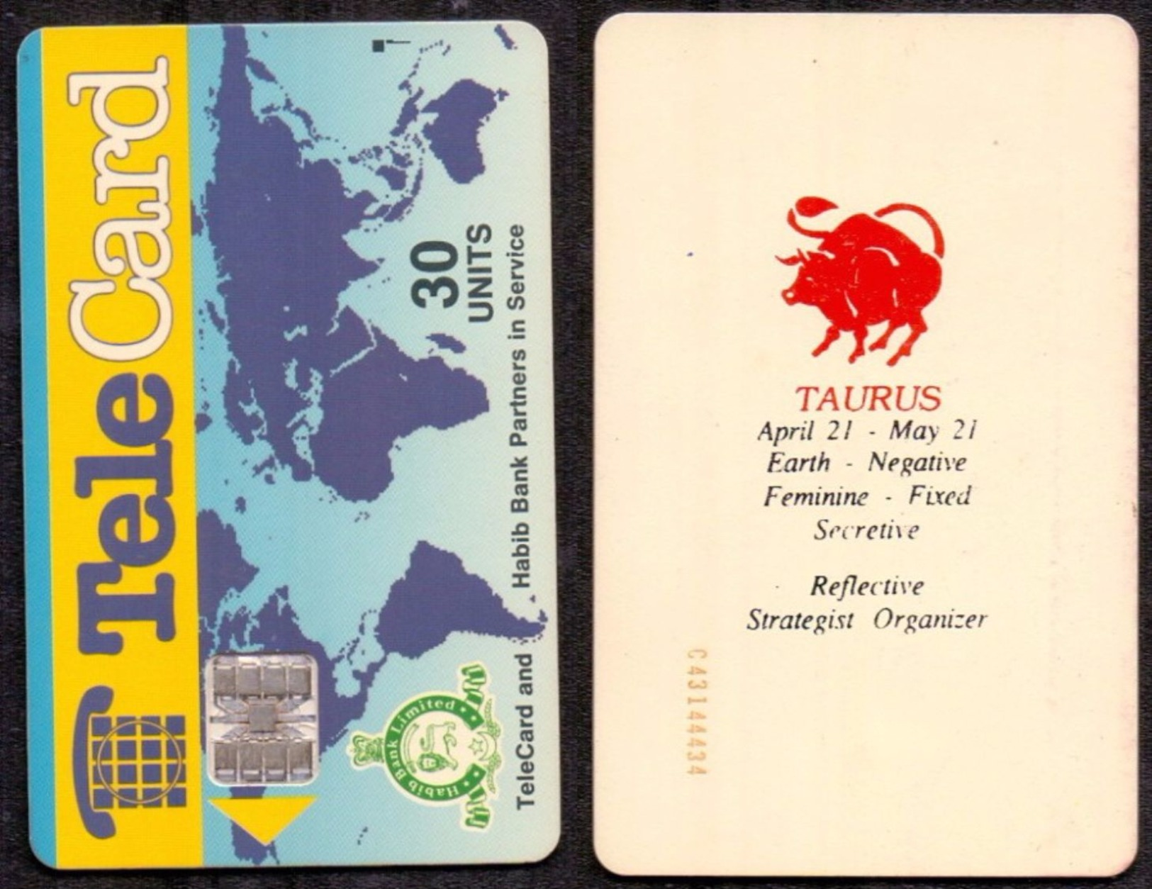 (aliphilatelic/1392) Pakistan 30 Units HBL Logo Taurus Zodiac Chip Phonecard - Pakistan