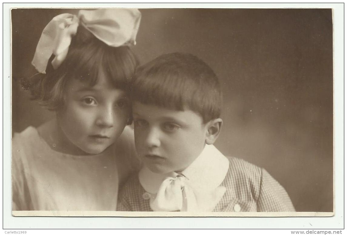 BAMBINI PRIMO PIANO 1920  - FOTO ARTISTICA CENTO FERRARA TIMBRO RETRO SU CARTA UBERMOR NV FP - Photographs