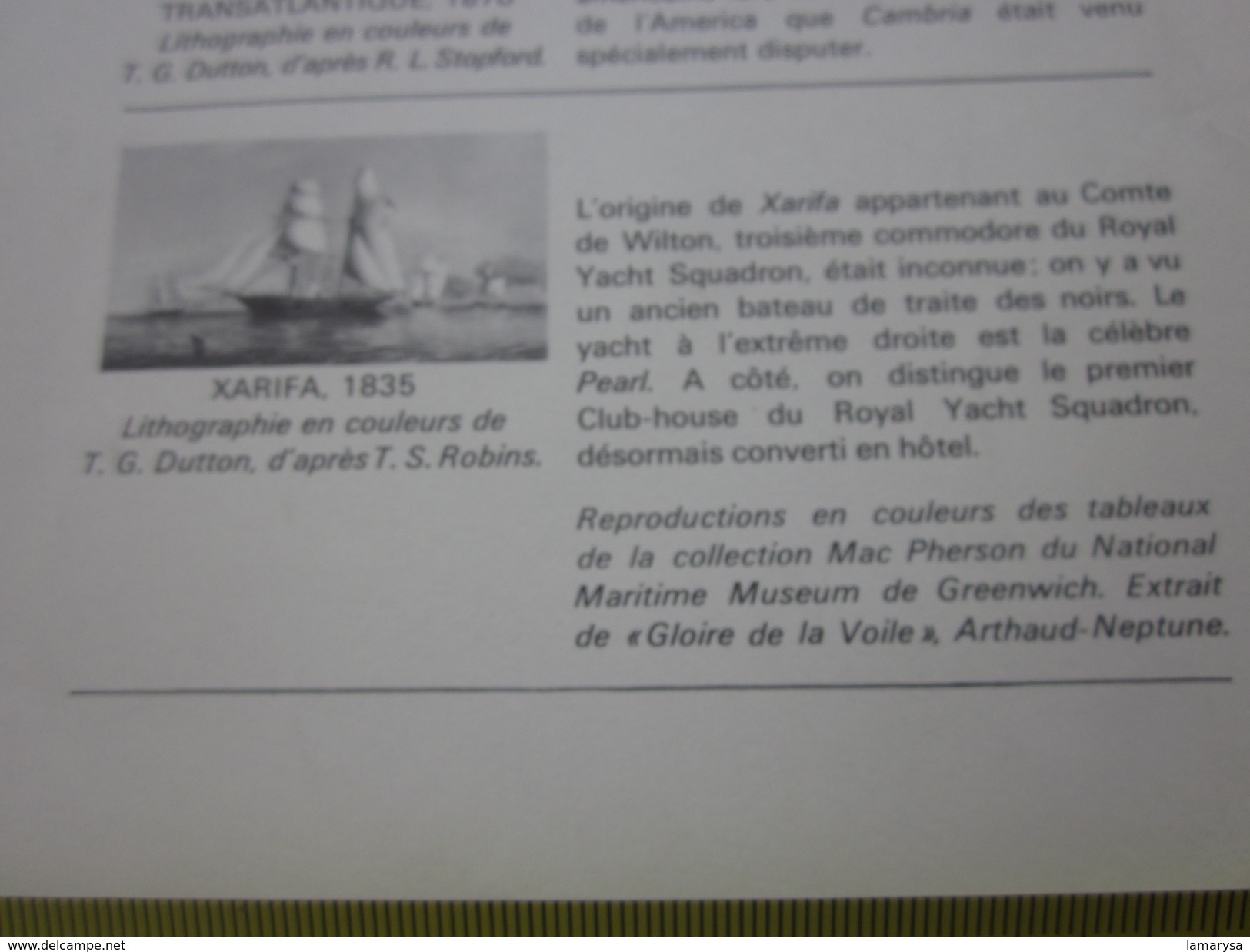 Majestueux Voiliers D'Autrefois XARIFA En Course 1835 Autres Collections-Art & La Voile-Nautique & Maritime - Altri & Non Classificati