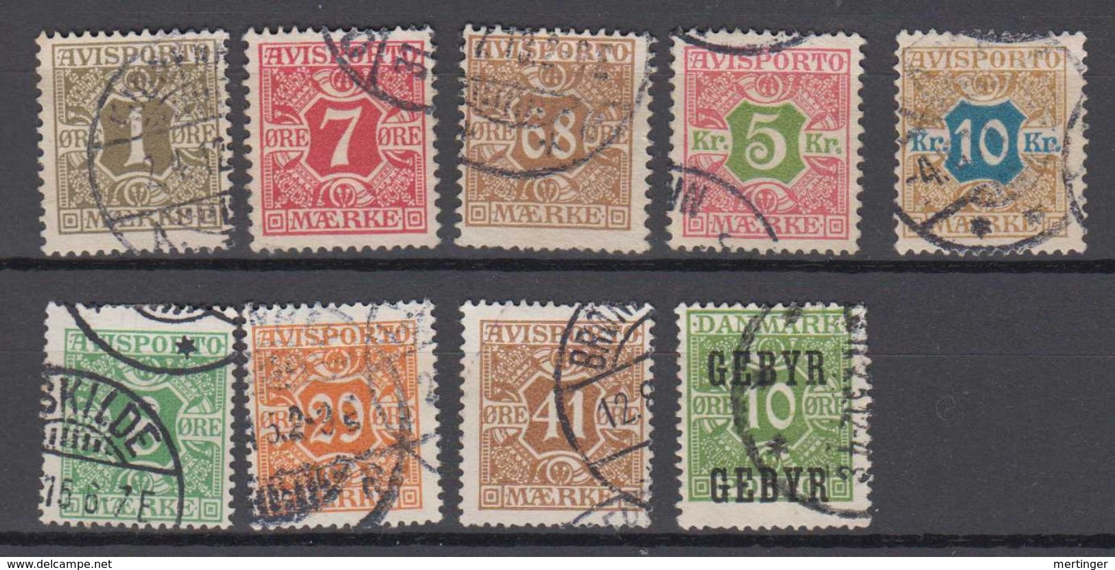 Dänemark Denmark Avis 9 Stamps Ex Mi# 1-14 Used - Fiscali