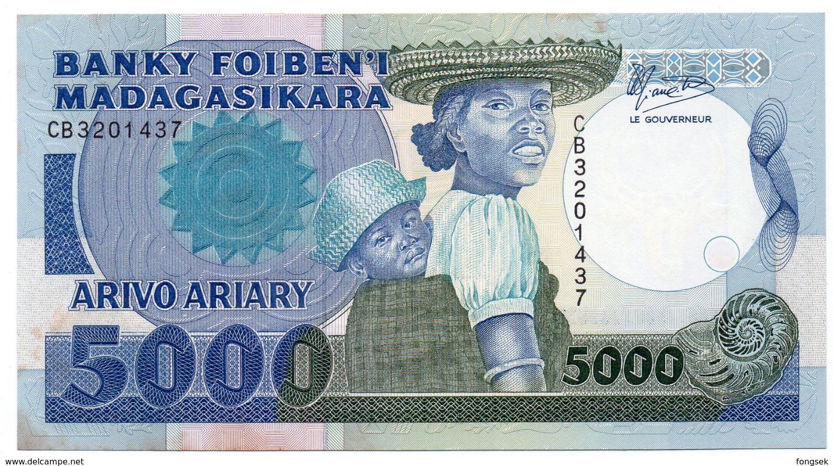 MADAGASCAR. 5000 FRANCS. ND(1988/94).  Pick 73a. SIGN.2. - Madagascar