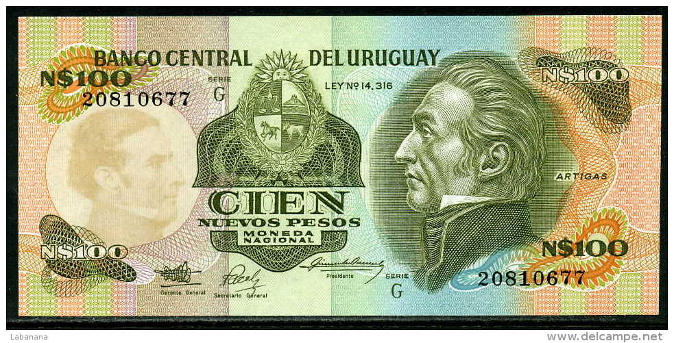 25-Uruguay Billet De 100 Nuevos Pesos 1987 G208 Neuf - Uruguay