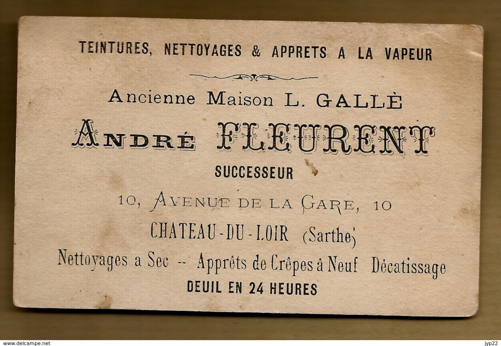 Chromo Teinture Nettoyage A. Fleurent Succ. L. Gallé Château Du Loir Sarthe Le Meunier Sans Souci - âne Moulin à Vent .. - Autres & Non Classés