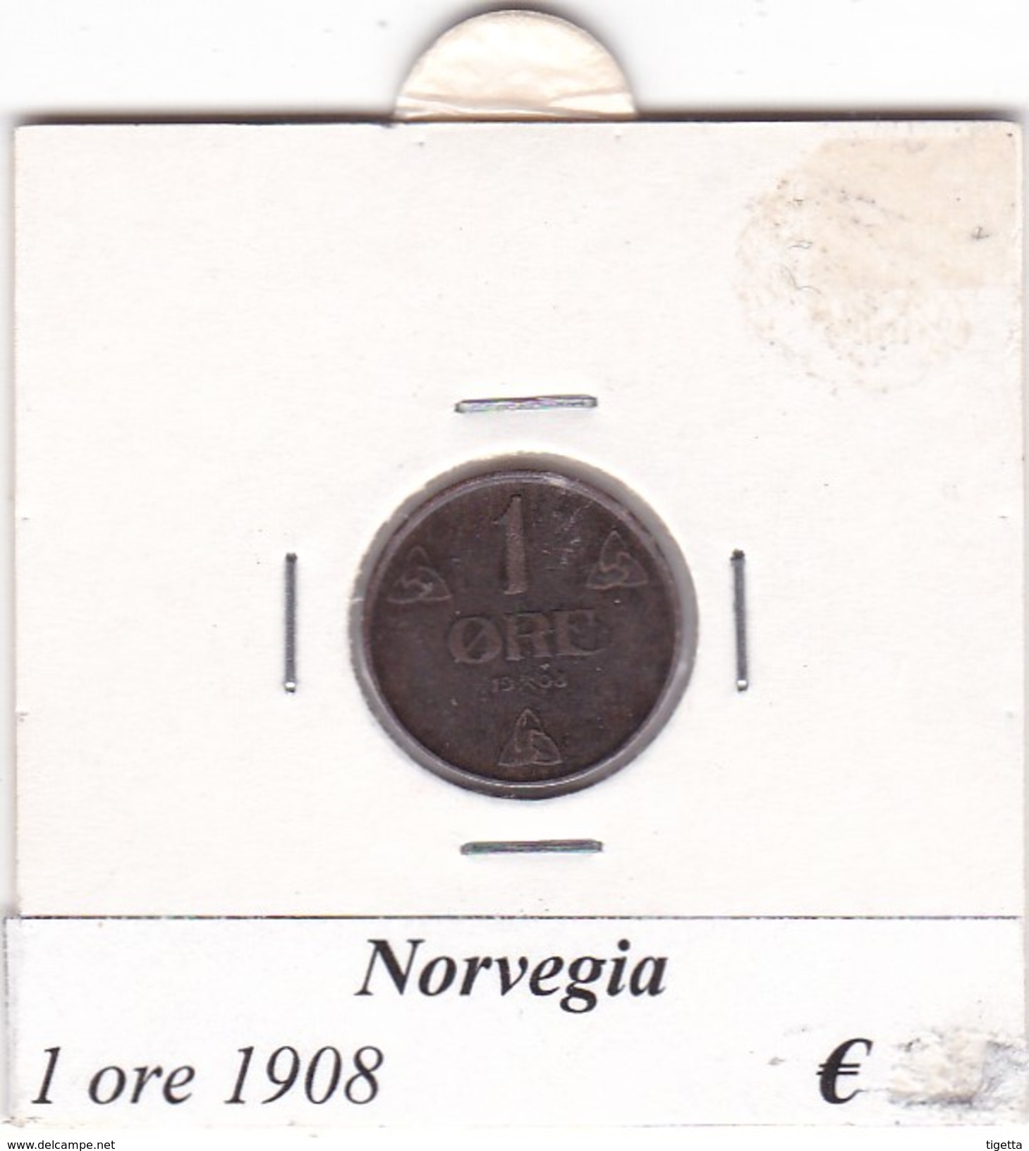 NORVEGIA   1 ORE   ANNO 1908  COME DA FOTO - Norvegia