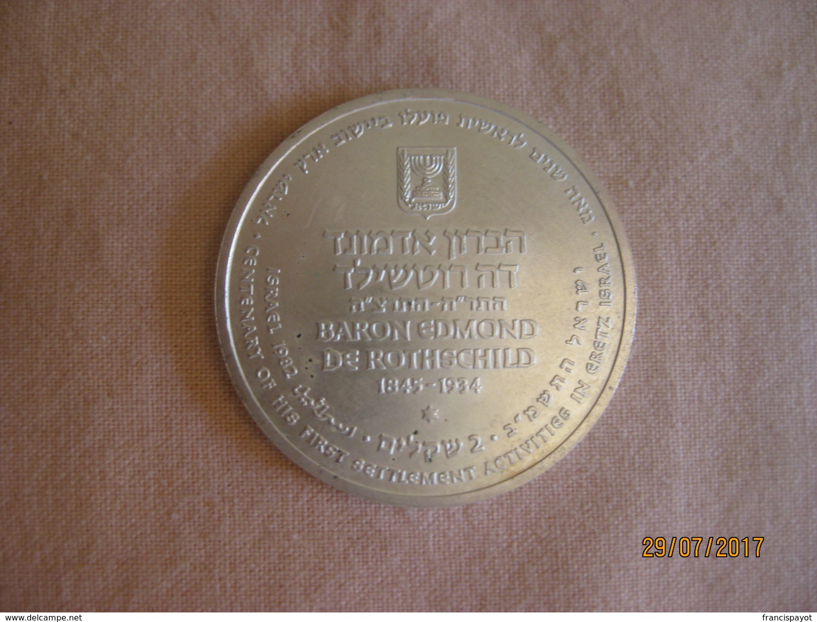 Israel: Médaille Edmond De Rothschild 1982 - Non Classés