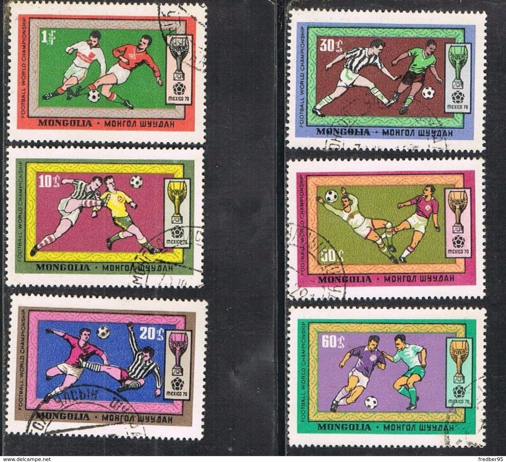 Mongolia 6 Timbres  Oblitérés 1970 - Foot World Cup Mexico 1970 - Mongolie