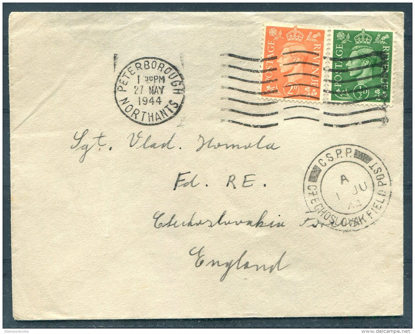 1944 GB Czechoslovak Forces In Exile, Fieldpost Czech Army &amp; Airforce Cover. Peterborough C.S.P.P. - Covers & Documents