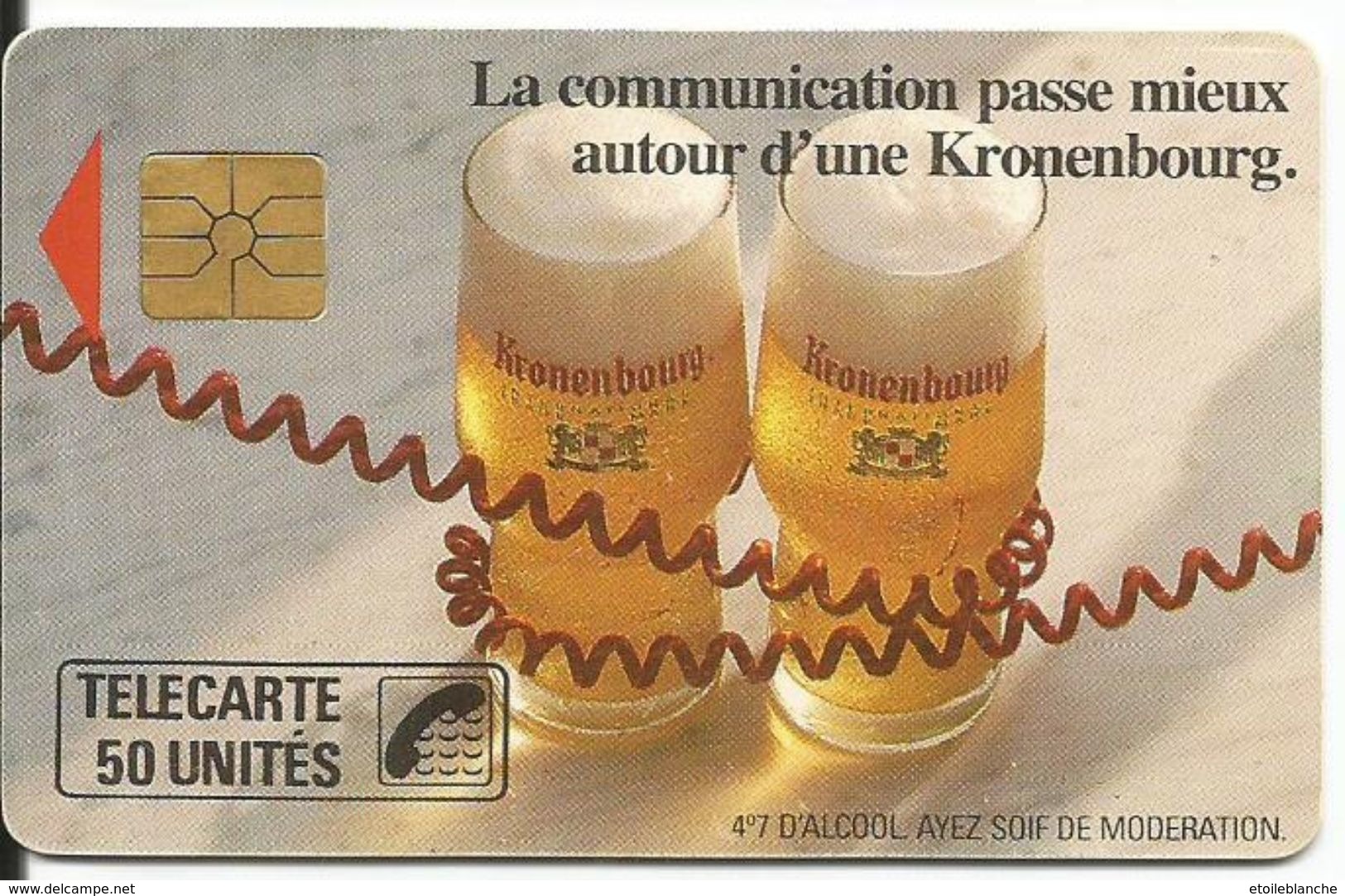 Telecarte Publicité, Bière Kronenbourg (alcool, Ayez Soif De Modération) - La Communication Passe Mieux (fil Téléphone) - Advertising