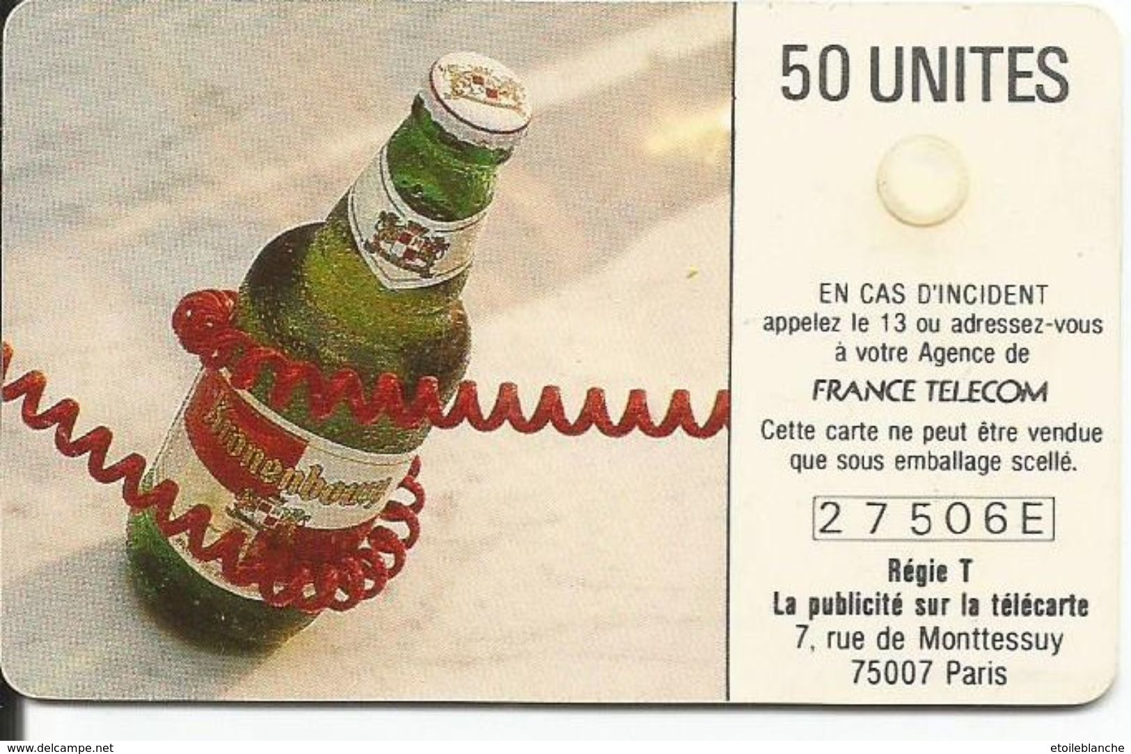Telecarte Publicité, Bière Kronenbourg (alcool, Ayez Soif De Modération) - La Communication Passe Mieux (fil Téléphone) - Publicidad