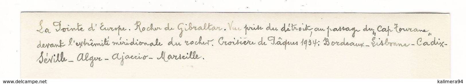 ROCHER DE GIBRALTAR / Vue Prise Du Détroit Au Passage Du Paquebot CAP TOURANE ( Croisière De Pâques 1934 ) - Gibilterra