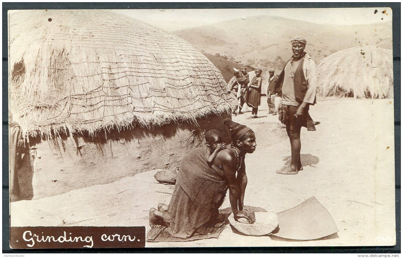 South Africa / Transvaal RP SAPSCO Postcard. Grinding Corn - South Africa