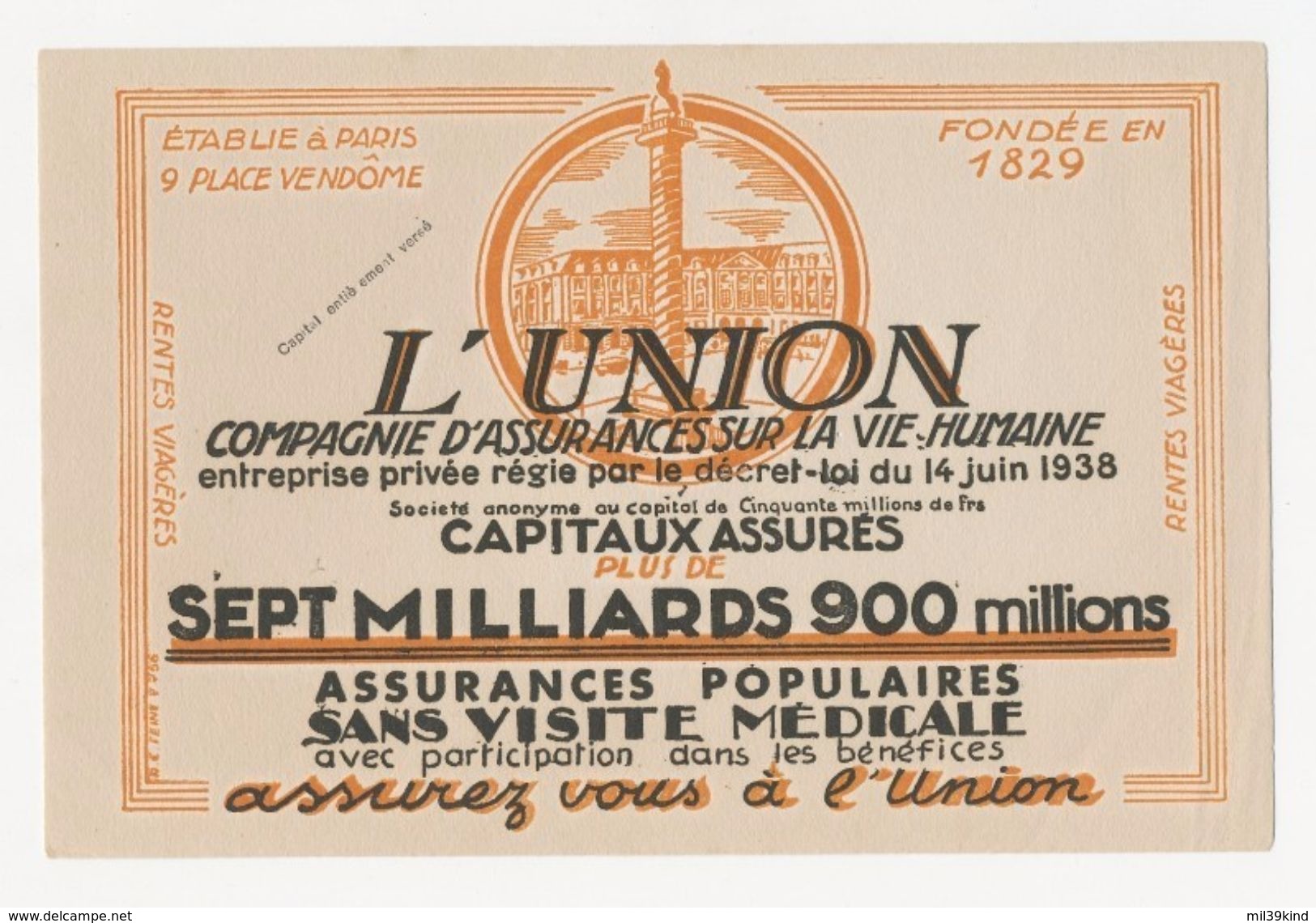 Buvard - ASSURANCES L' UNION - A