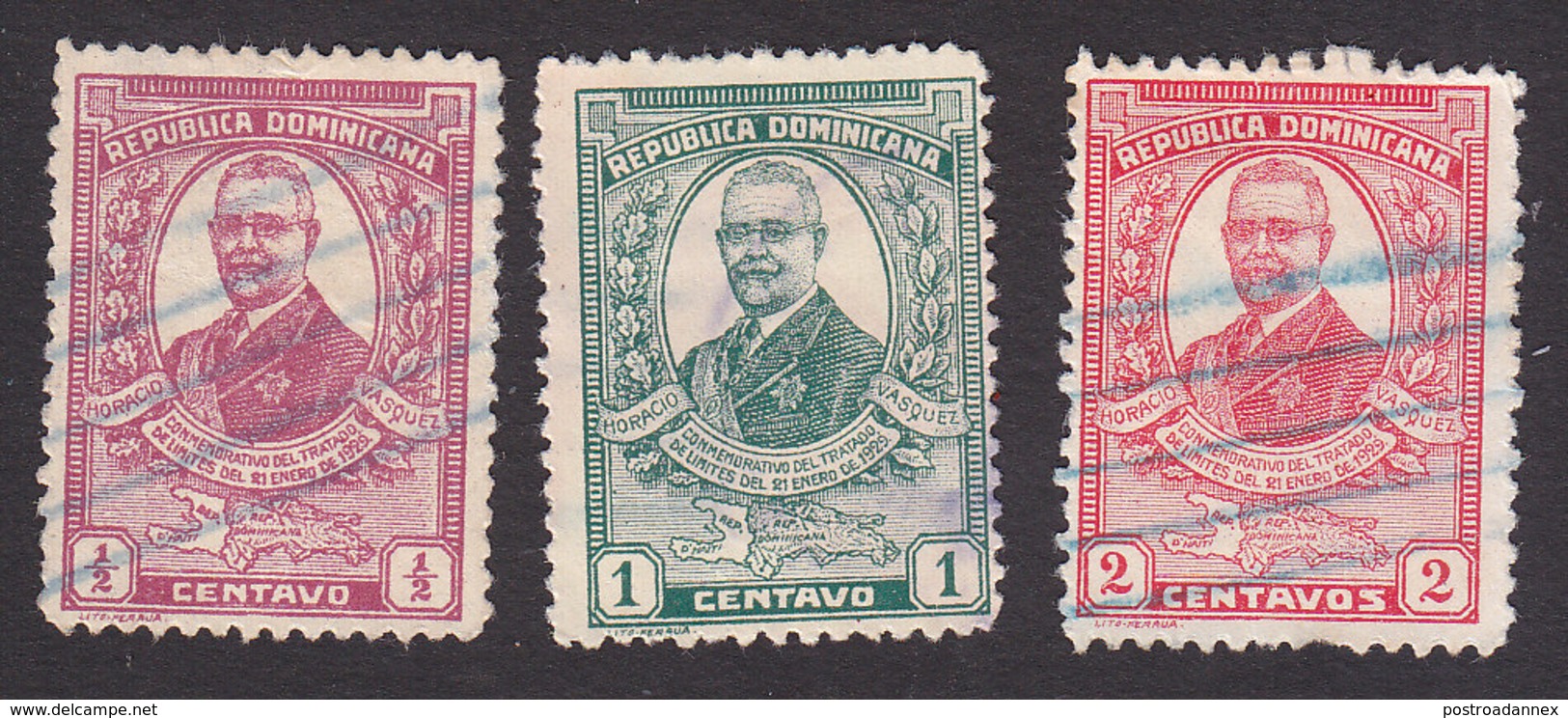 Dominican Republic, Scott #249-251, Used, Horacio Vasquez, Issued 1929 - Dominicaine (République)