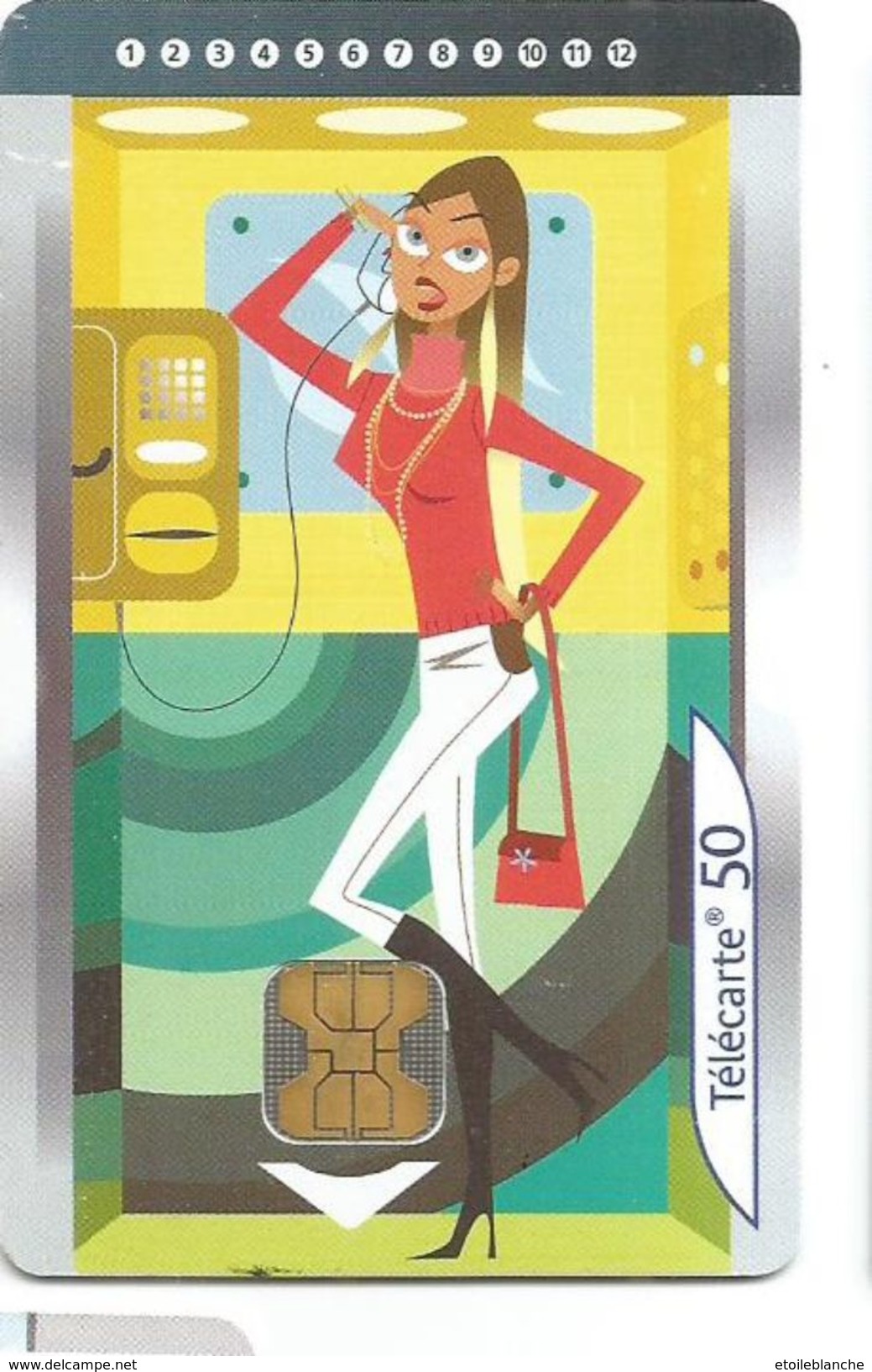 Telecarte Illustrée (Sacha) - Cabine Téléphonique (femme, Téléphone, Ascenseur) - Telefone