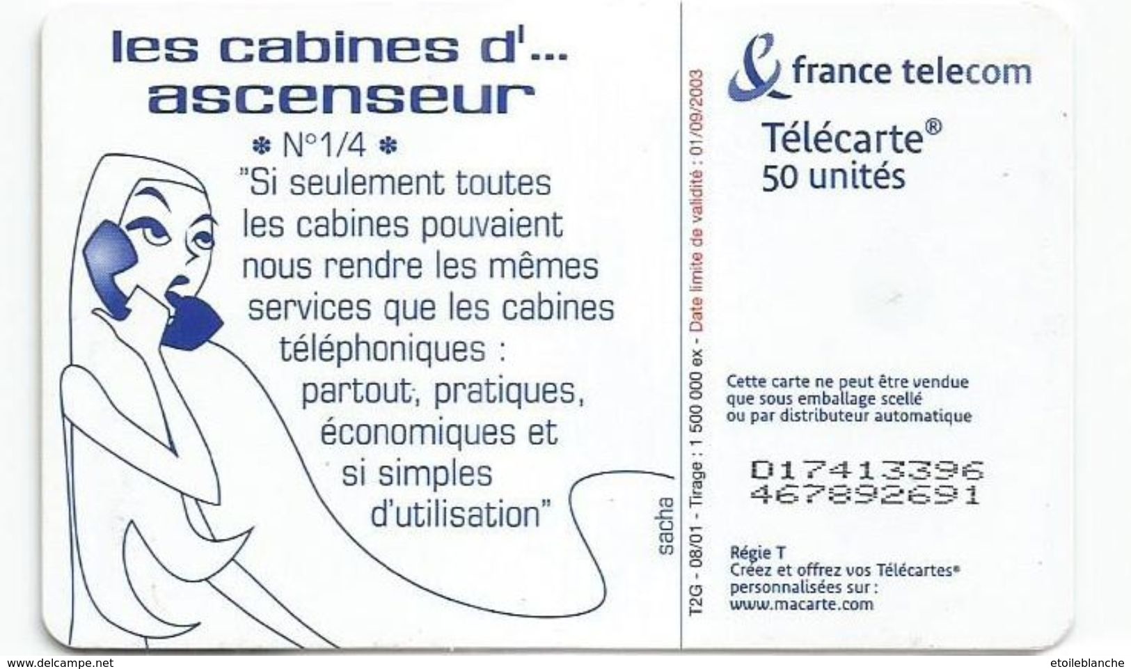 Telecarte Illustrée (Sacha) - Cabine Téléphonique (femme, Téléphone, Ascenseur) - Telefoon