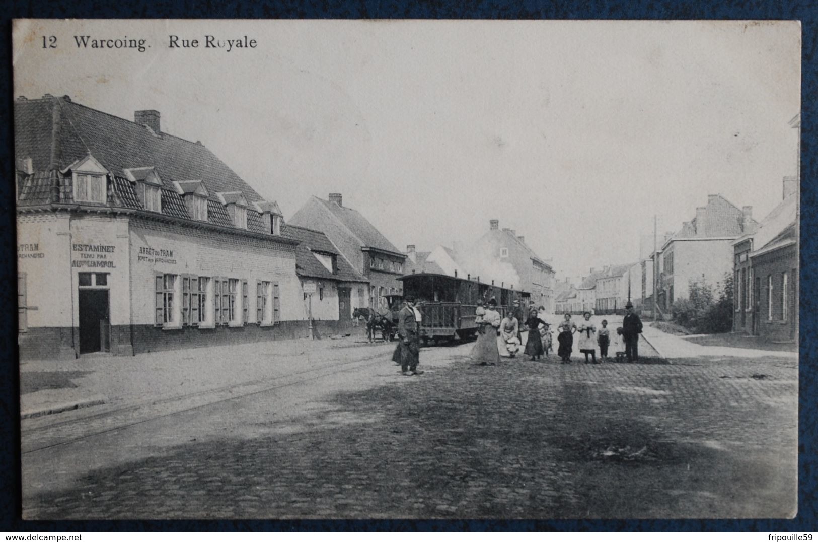 Warcoing (Pecq-Tournai) - Rue Royale - Très Belle Carte,animation Et Beau Plan Du Tramway -Estaminet "A L'arrêt Du Tram" - Pecq