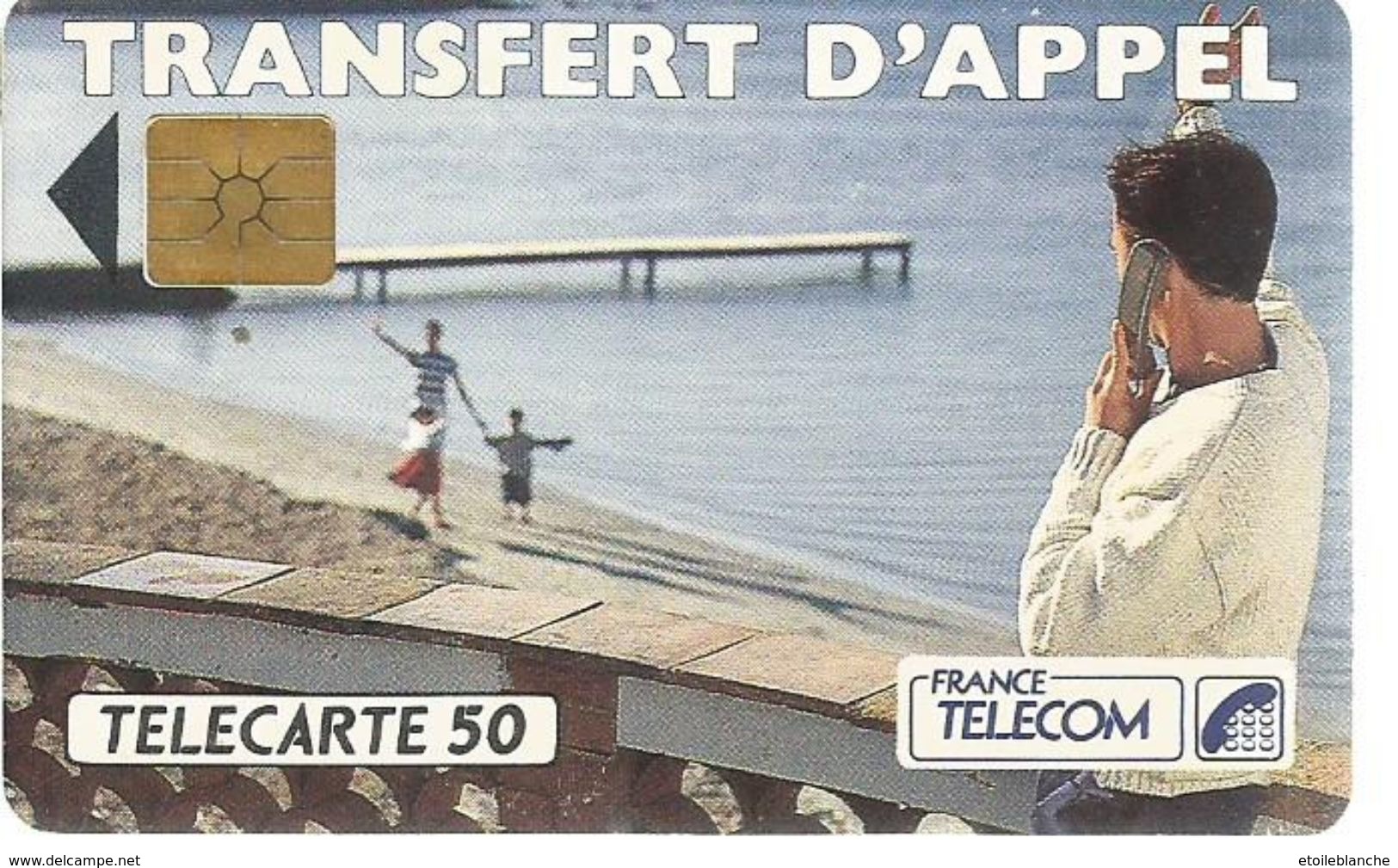 Telecarte France Telecom 1992 - Publicité, Transfert D'appel - Homme En Vacances, Plage, Famille - Operadores De Telecom