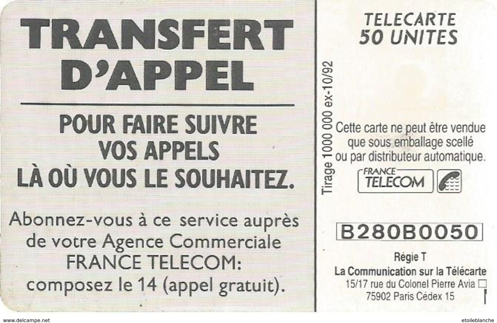 Telecarte France Telecom 1992 - Publicité, Transfert D'appel - Homme En Vacances, Plage, Famille - Telecom Operators