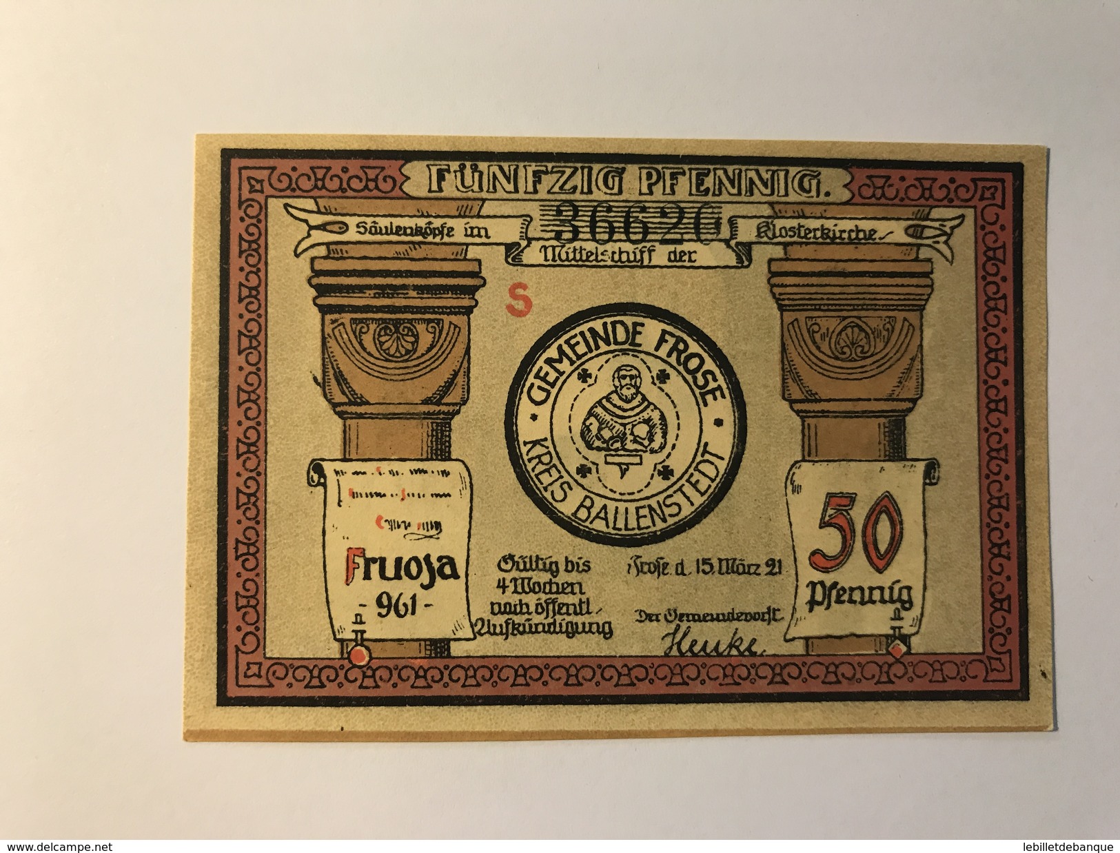 Allemagne Notgeld Frose 50 Pfennig - Collections