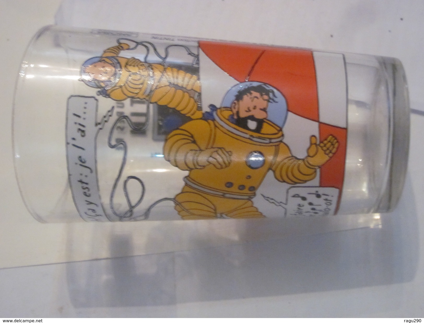 VERRE A  MOUTARDE  PUBLICITAIRE DECORE BD TINTIN - ON A MARCHE SUR LA LUNE - Verres