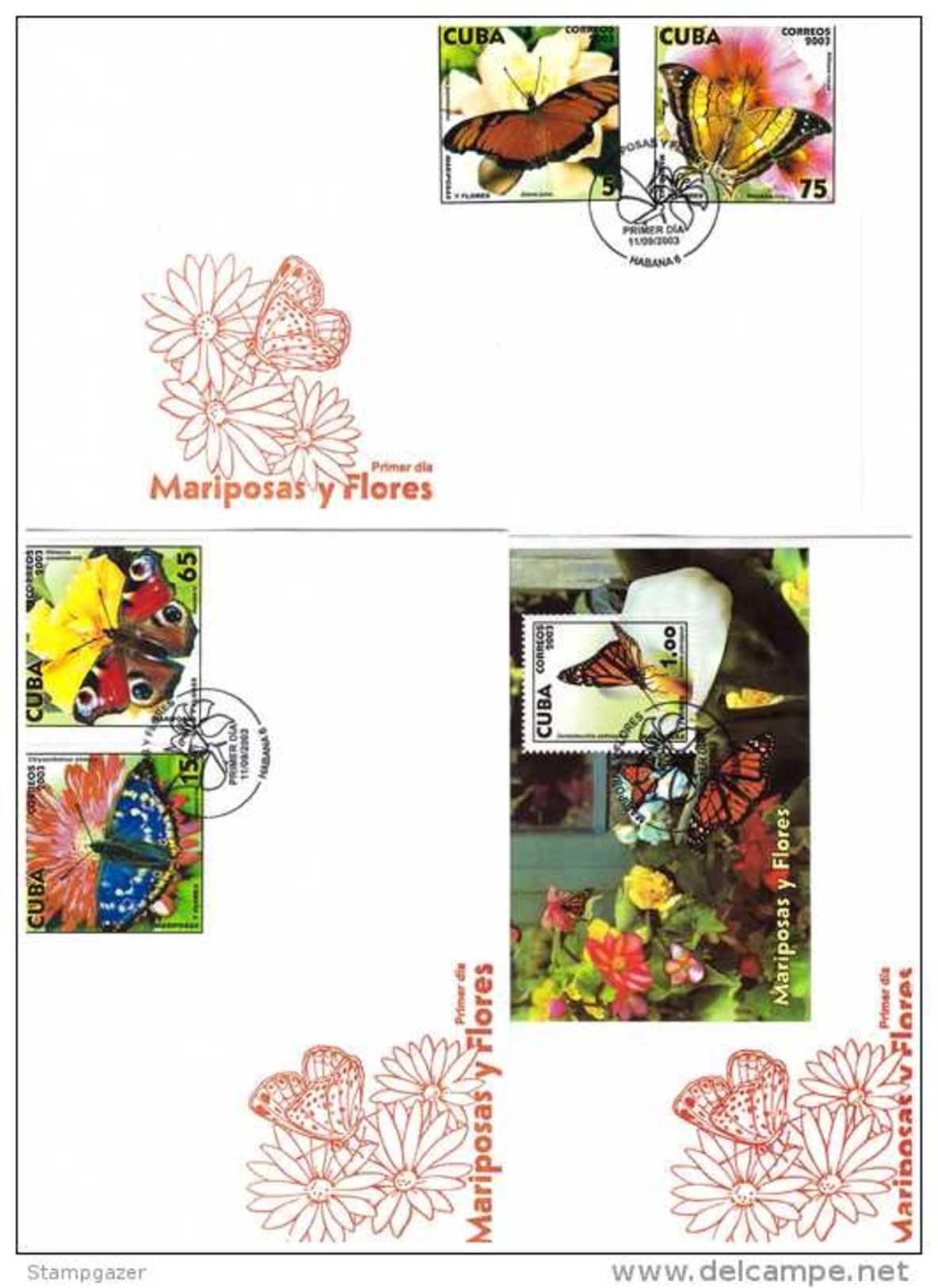 2003 BUTTERFLIES 4 VALUES AND S/S ON  FDC - Briefe U. Dokumente