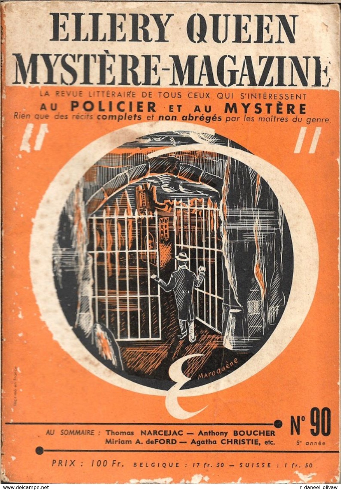 Mystère Magazine N° 90, Juillet 1955 (BE) - Opta - Ellery Queen Magazine