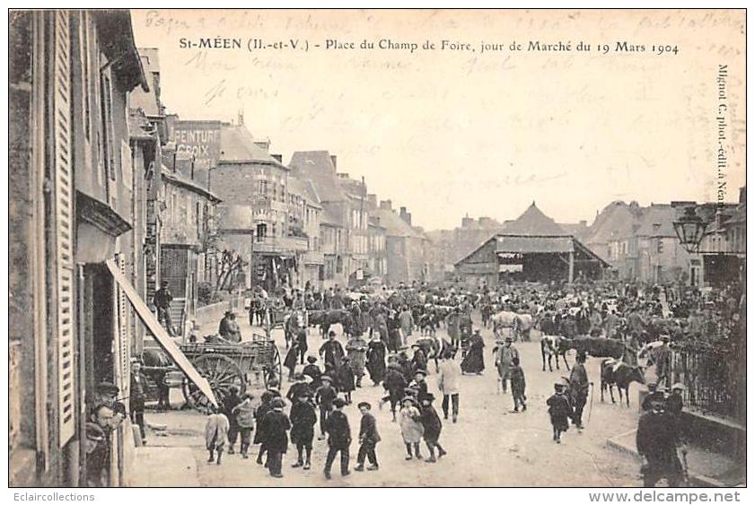 Saint Méen     35         Place Du Champ De Foire   Jour De Marché    ( Pli Voir Scan) - Andere & Zonder Classificatie