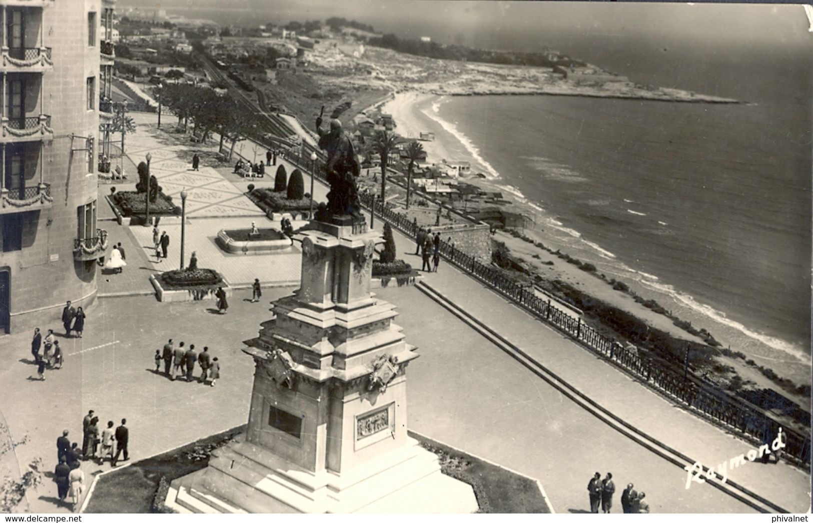 1955 , TARRAGONA - PASEO CALVO SOTELO Y BALCON DEL MEDITERRANEO , TARJETA POSTAL CIRCULADA - Lérida