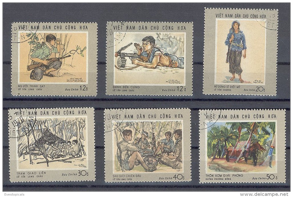 NORTH VIETNAM, SCENES OF WAR, FULL SET 1969, USED - Viêt-Nam