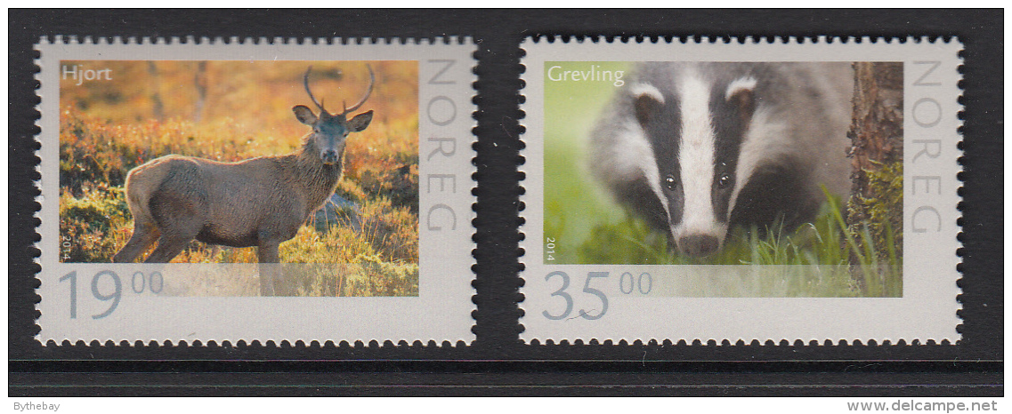 Norway 2014 Set Of 2 Wildlife: Red Deer, European Badger - Unused Stamps