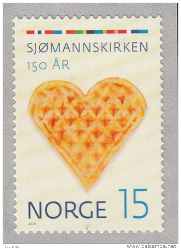 Norway 2014 15k Heart-shaped Waffle, Flag Stripes - Norwegian Church Abroad 150 Years - Neufs