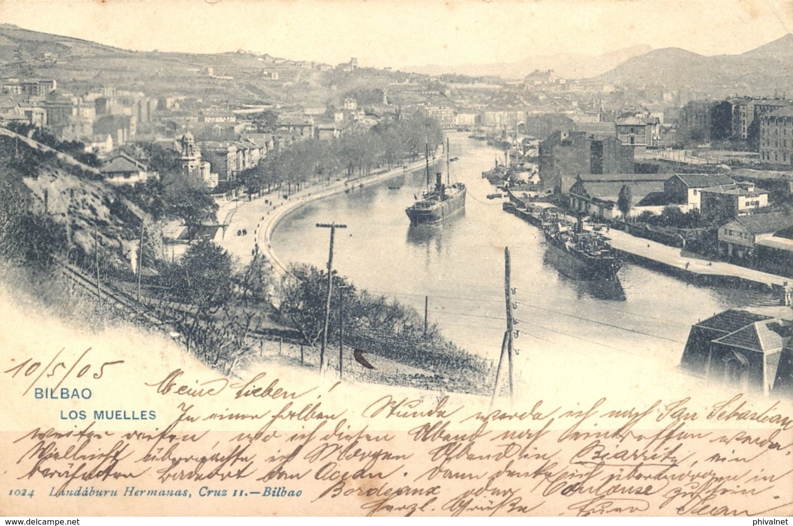 1905 , PAIS VASCO , VIZCAYA , BILBAO - LOS MUELLES , TARJETA POSTAL CIRCULADA - Vizcaya (Bilbao)