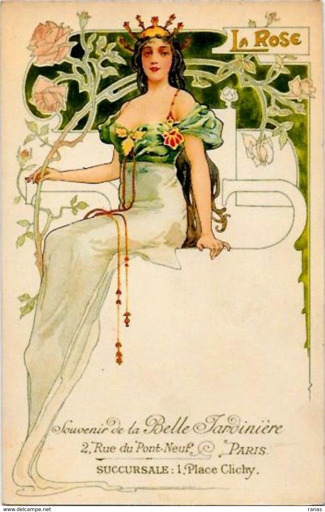 CPA Publicité Publicitaire Non Circulé La Belle Jardinière Paris Art Nouveau Type Mucha Kirchner Voir Scan Du Dos - Werbepostkarten