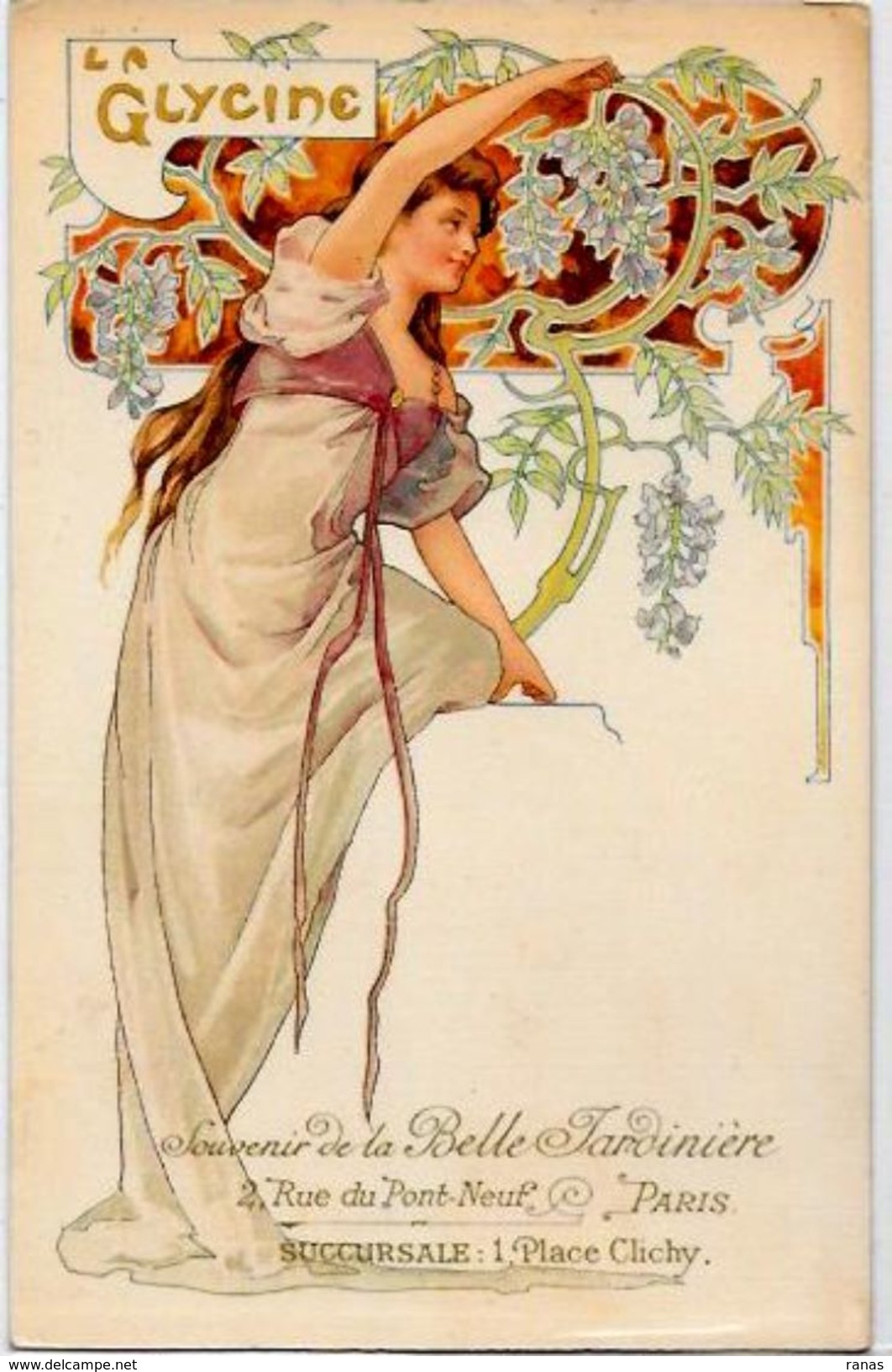 CPA Publicité Publicitaire Non Circulé La Belle Jardinière Paris Art Nouveau Type Mucha Kirchner Voir Scan Du Dos - Werbepostkarten