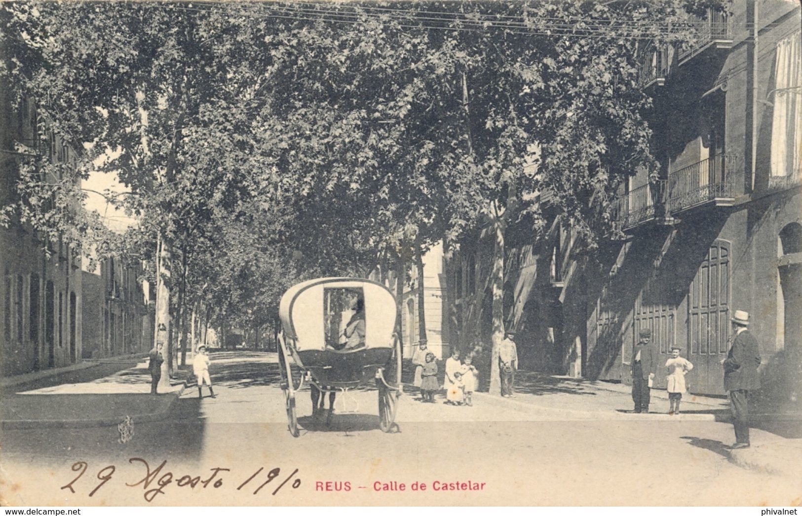 1900 CATALUÑA , TARRAGONA - REUS - CALLE DE CASTELAR, TARJETA POSTAL CIRCULADA - Tarragona