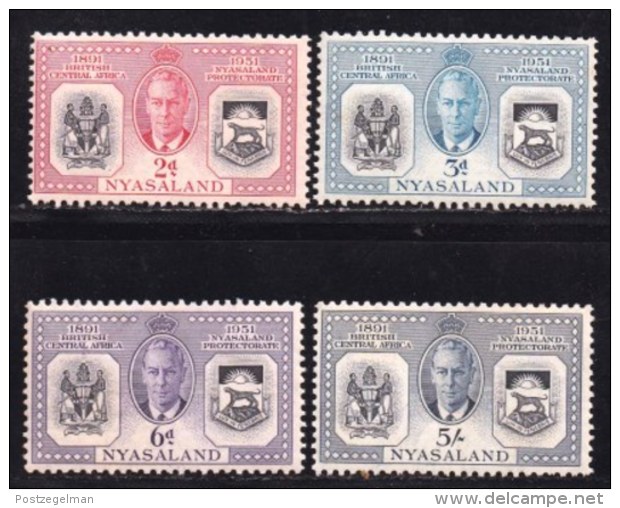 NYASSALAND, 1951, Mint Hinged Stamps , MI 93-96, Protectorates,  Complete (some Brown Marks) #542 - Nyasaland (1907-1953)