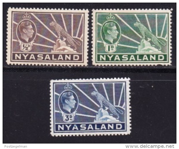 NYASSALAND, 1938, Mint Never Hinged Stamps , MI 52=60, George VI,   #545 (3 Values Only) - Nyasaland (1907-1953)