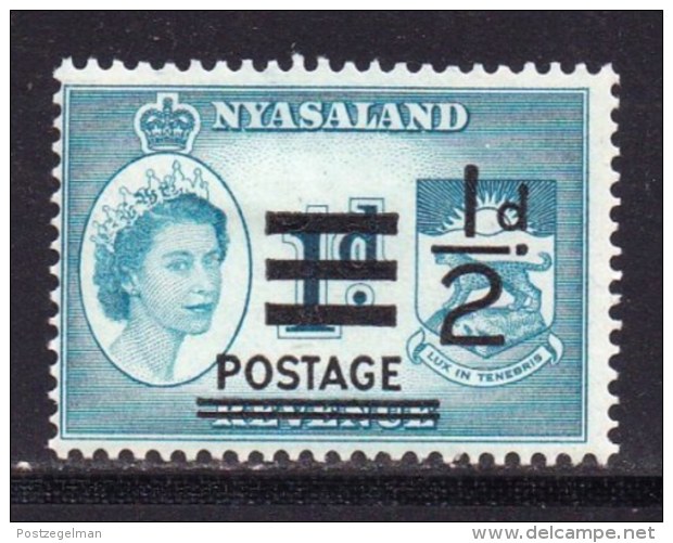 NYASSALAND, 1963, Mint Never Hinged Stamp(s) , MI 114, 1/2d Overprint,   #566 - Nyasaland (1907-1953)