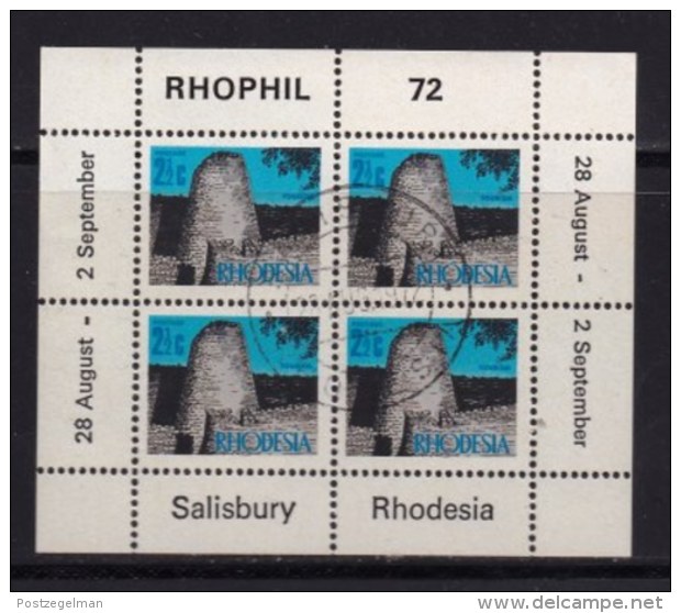 RHODESIA, 1972, Cancelled To Order Stamp(s) , MI 90, Rhophil Min. Sheet,   #621 - Rhodesia (1964-1980)