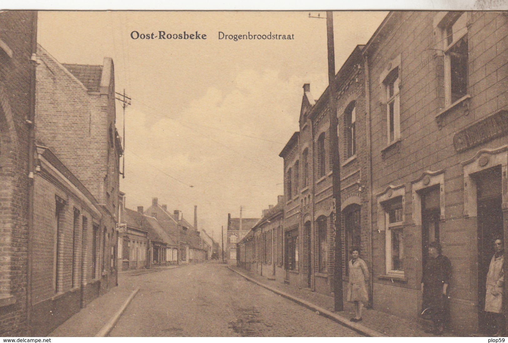 Cpa 2 Scans Oost - Roosbeke ( Oostrozebeke)  Drogenbroodstraat Bien Animée - Oostrozebeke