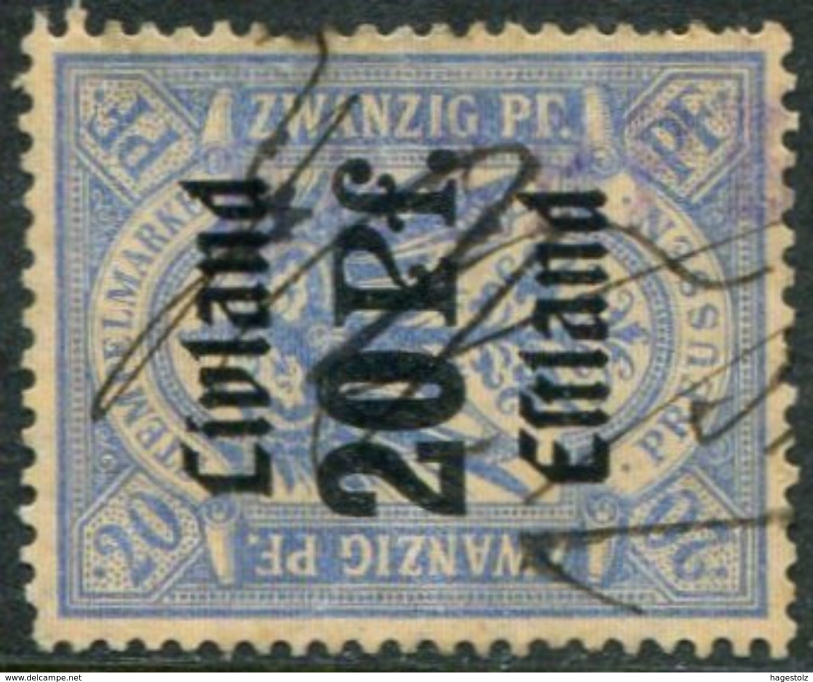 Estonia Estland 1919 PROVISIONAL Livland-Estland German Occupation Revenue 20 Pf With Unidentified Straight Line H/stamp - Estonia